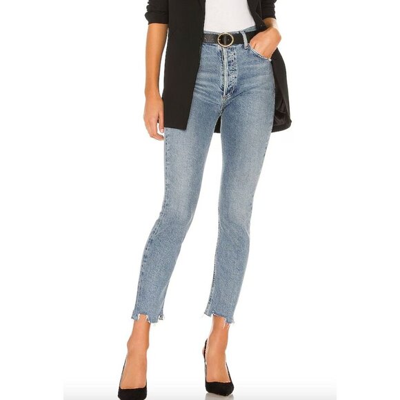 Agolde Nico High Rise Slim Jeans in Rooted Medium Wash Size 24 - Picture 1 of 7
